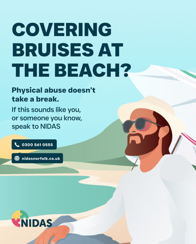 Covering bruises at the beach graphic male