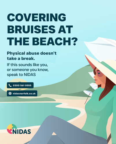 Covering bruises at the beach graphic female